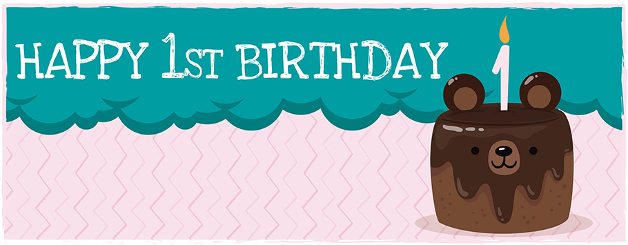 1st Birthday Bear Cake Personalised Banners