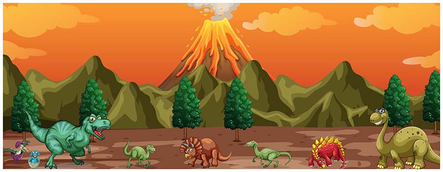 Dinosaur Volcano Eruption Personalised Birthday Banners