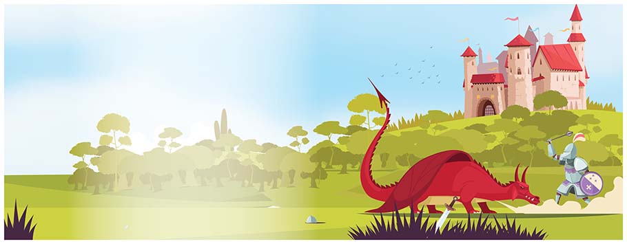 Fairytale Dragon Knight & Castle Personalised Birthday Banners