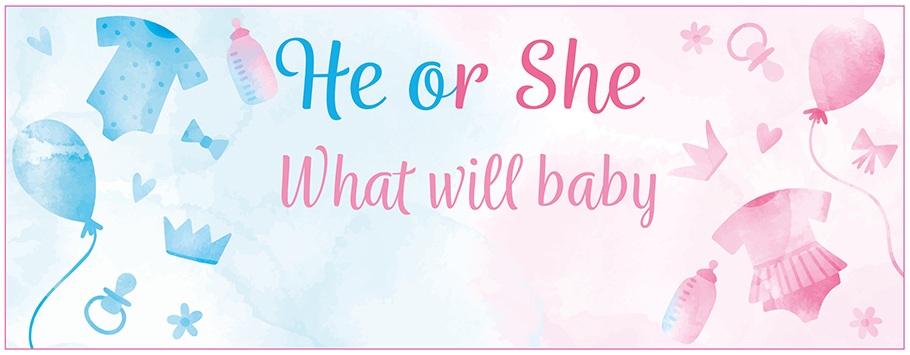 Baby Reveal He or She Personalised Banners
