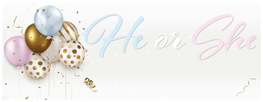 Baby Reveal He or She Balloon Personalised Banners