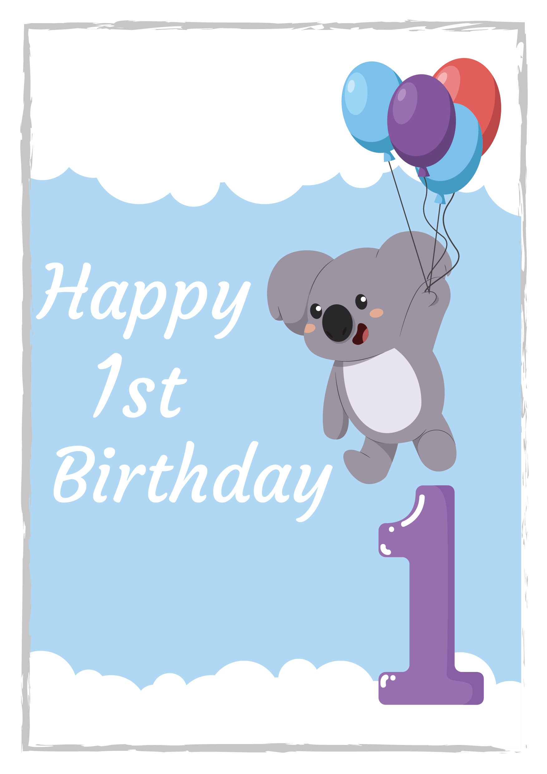 1st Birthday Koala Personalised Card