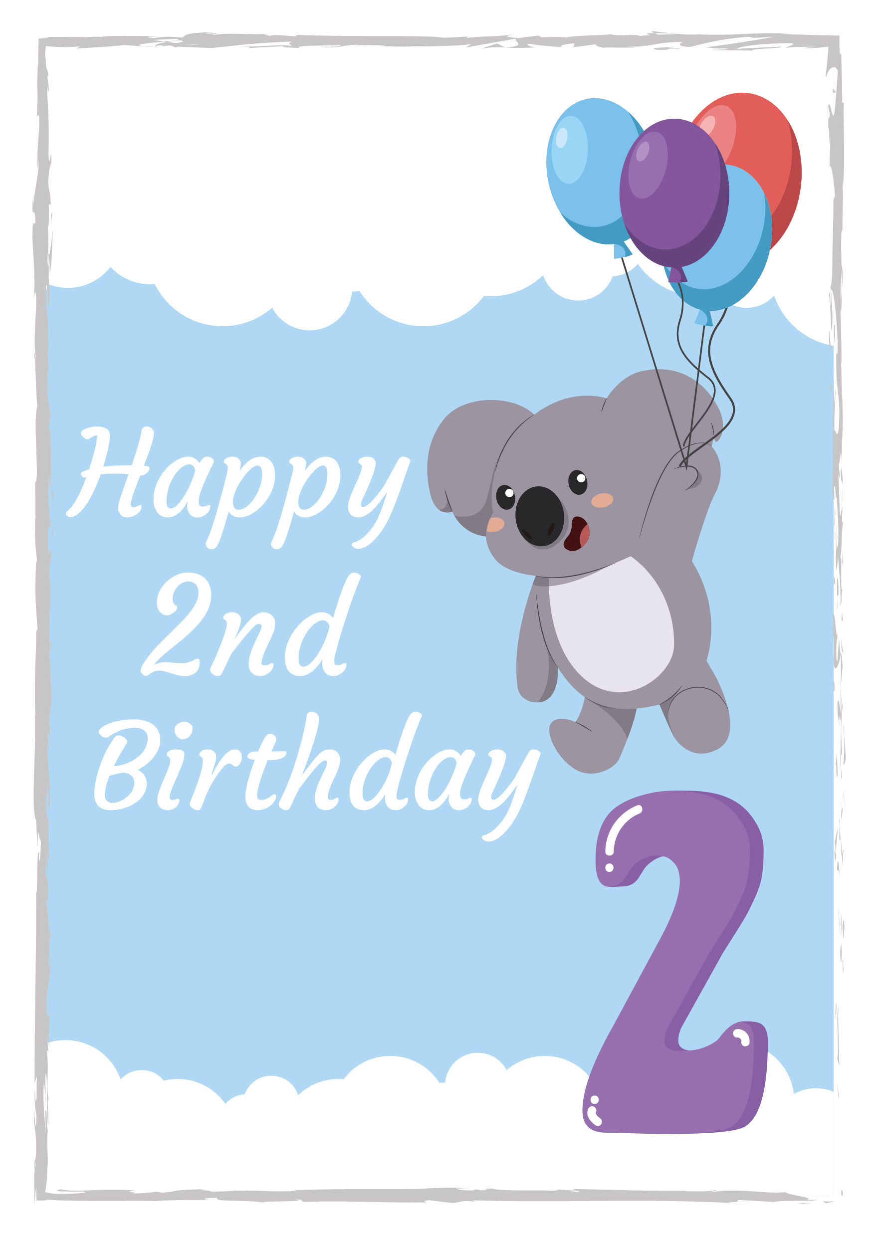 2nd Birthday Koala Personalised Card