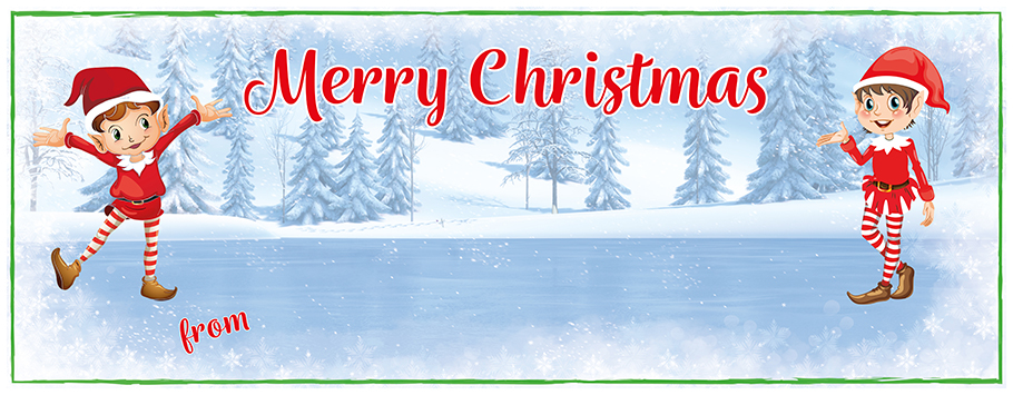 Naughty Elf Personalised Christmas Banners (Boy, Girl & Mixed Options Available - Use Theme Colour to choose required image: Boy Elves, Girl Elves or Boy & Girl Elves)