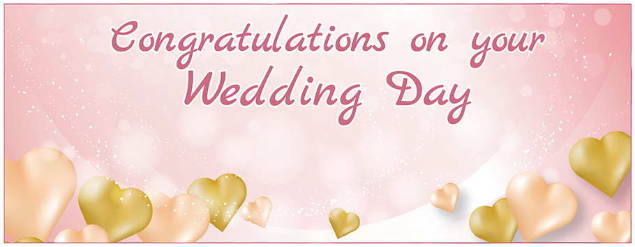 Rose Gold and Gold Heart Personalised Wedding Banners