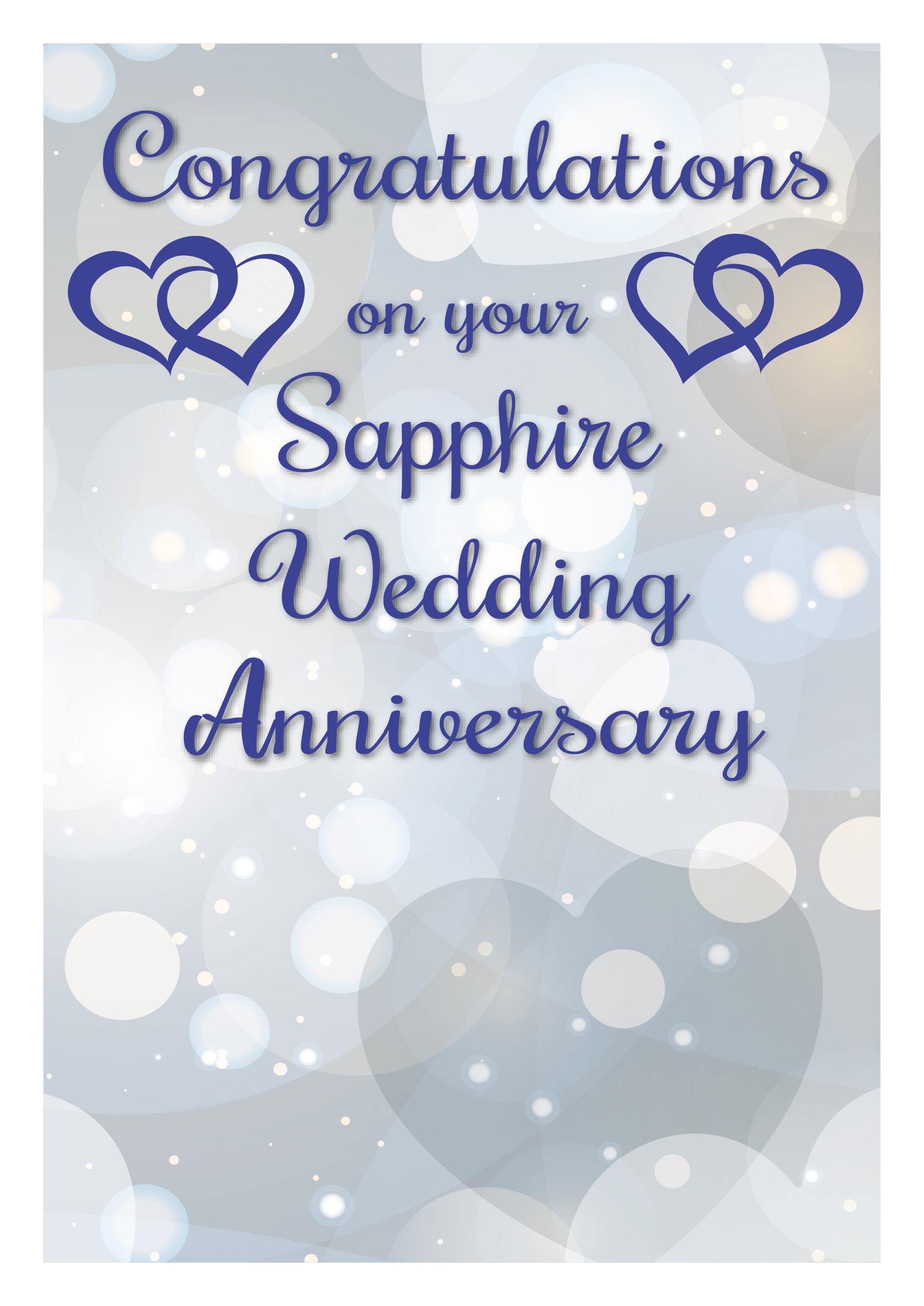 Congratulations on your Sapphire Wedding Anniversary Personalised Card