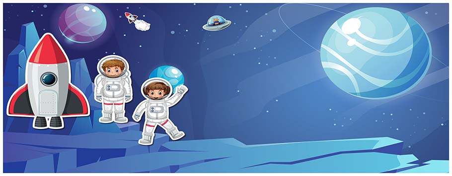 Astronauts Rockets & Spaceships Personalised Birthday Banners