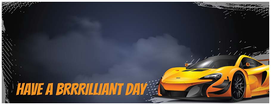 Sports Car Orange Personalised  Birthday Banners