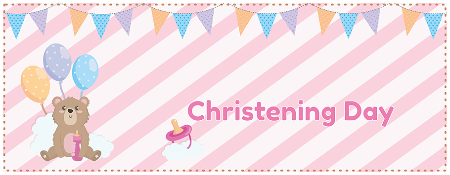 Christening Teddy Bear Personalised Banners
