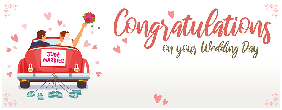 Wedding Day Just Married Car Wedding Personalised Banners