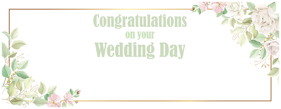 Wedding Day Congratulations Blossom & Gold Personalised Banners